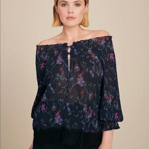 Tanya taylor vynes nissa floral lace off the shoulder top